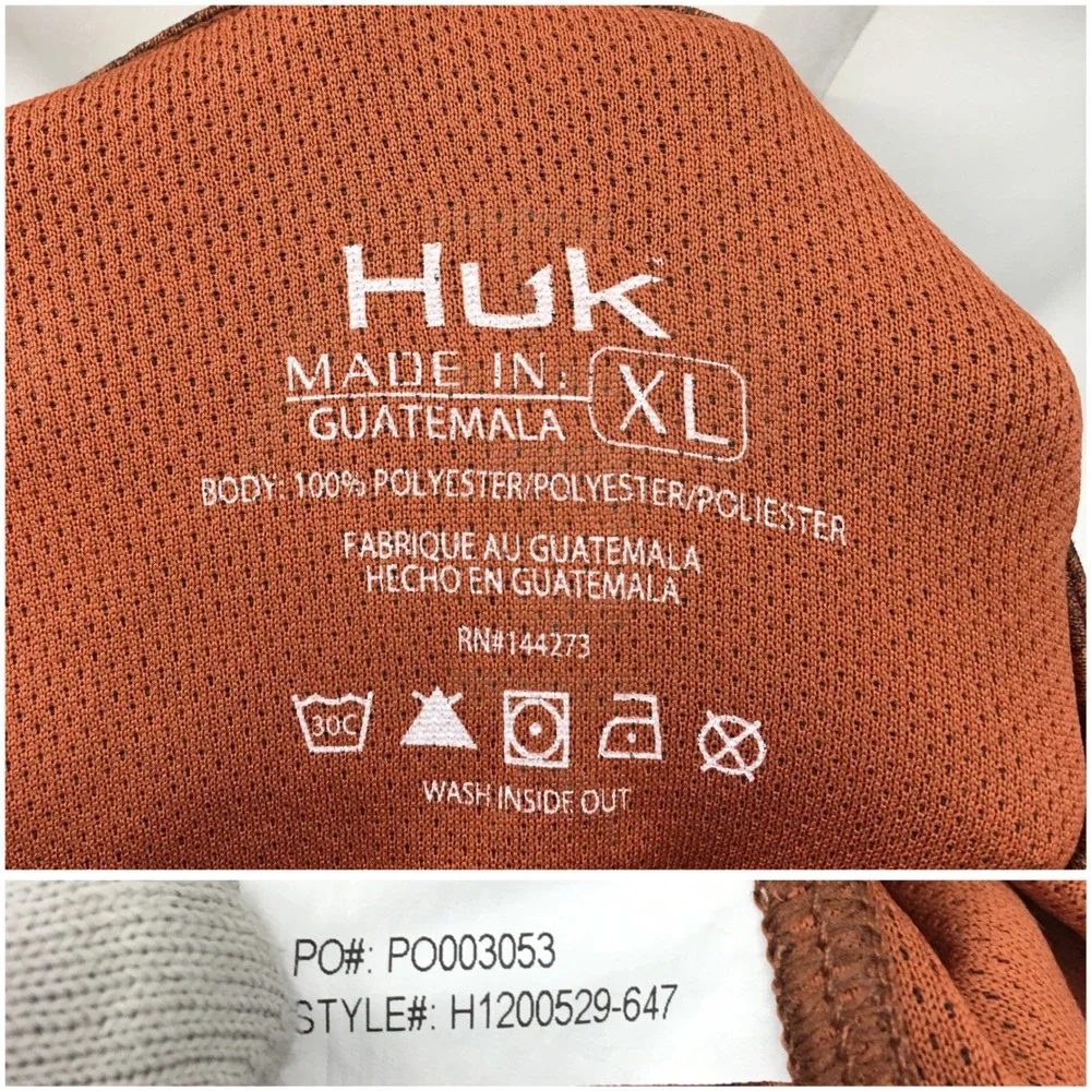 Huk Pursuit Mens XL Burnt Orange Heather 1/4 Zip Pullover Performance Shirt - Picture 5 of 7